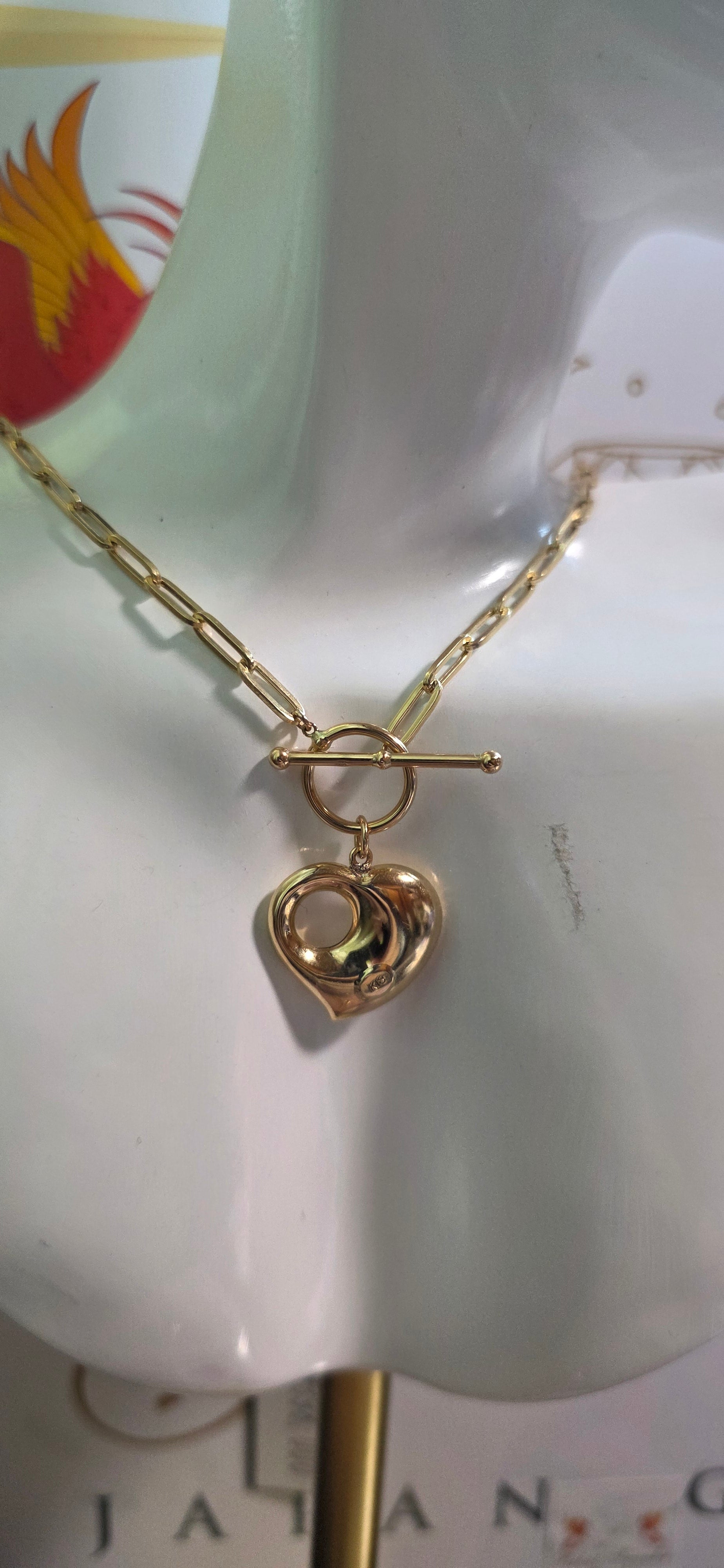 K18YG Brand New Monaca Heart tagle Necklace 6.45g 40cm