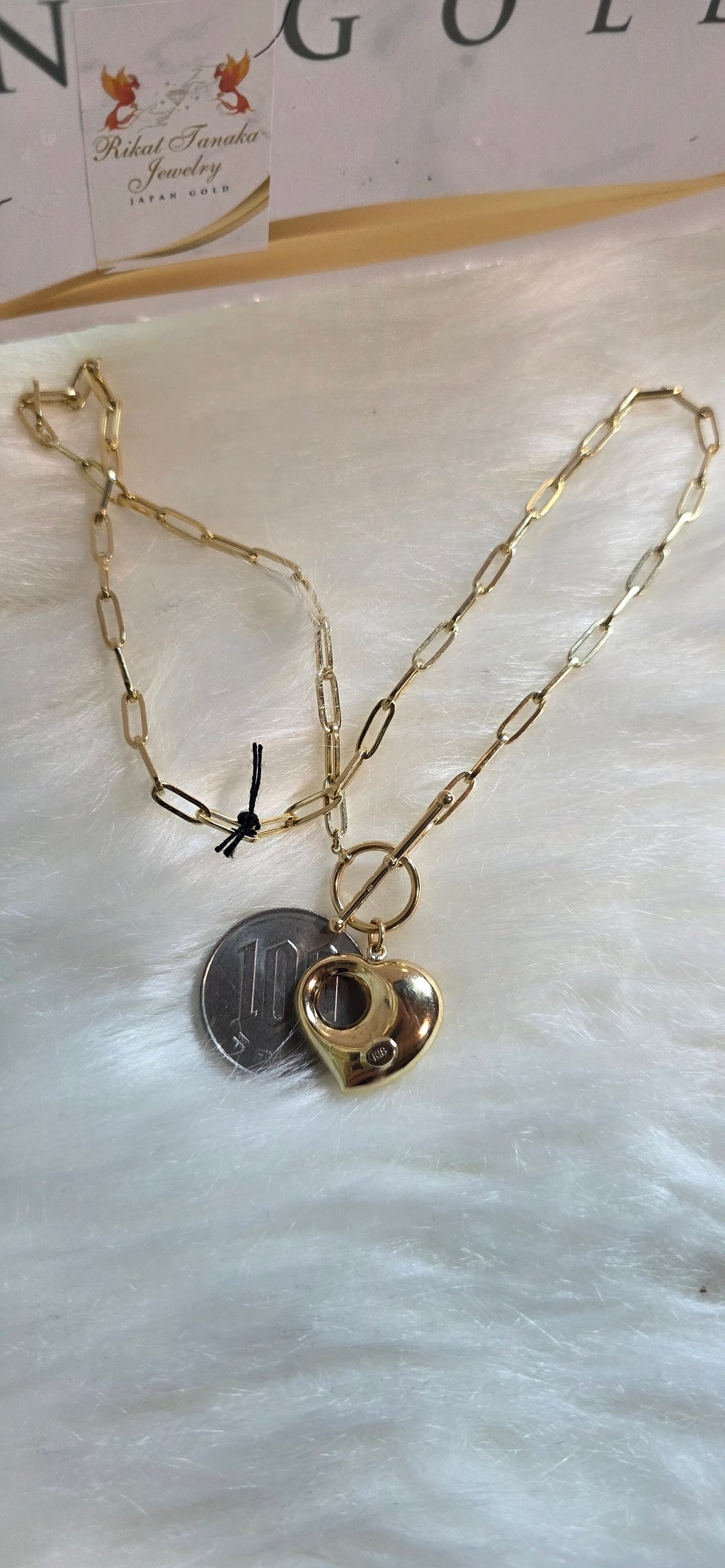 K18YG Brand New Monaca Heart Tangle necklace 6.45g 40cm