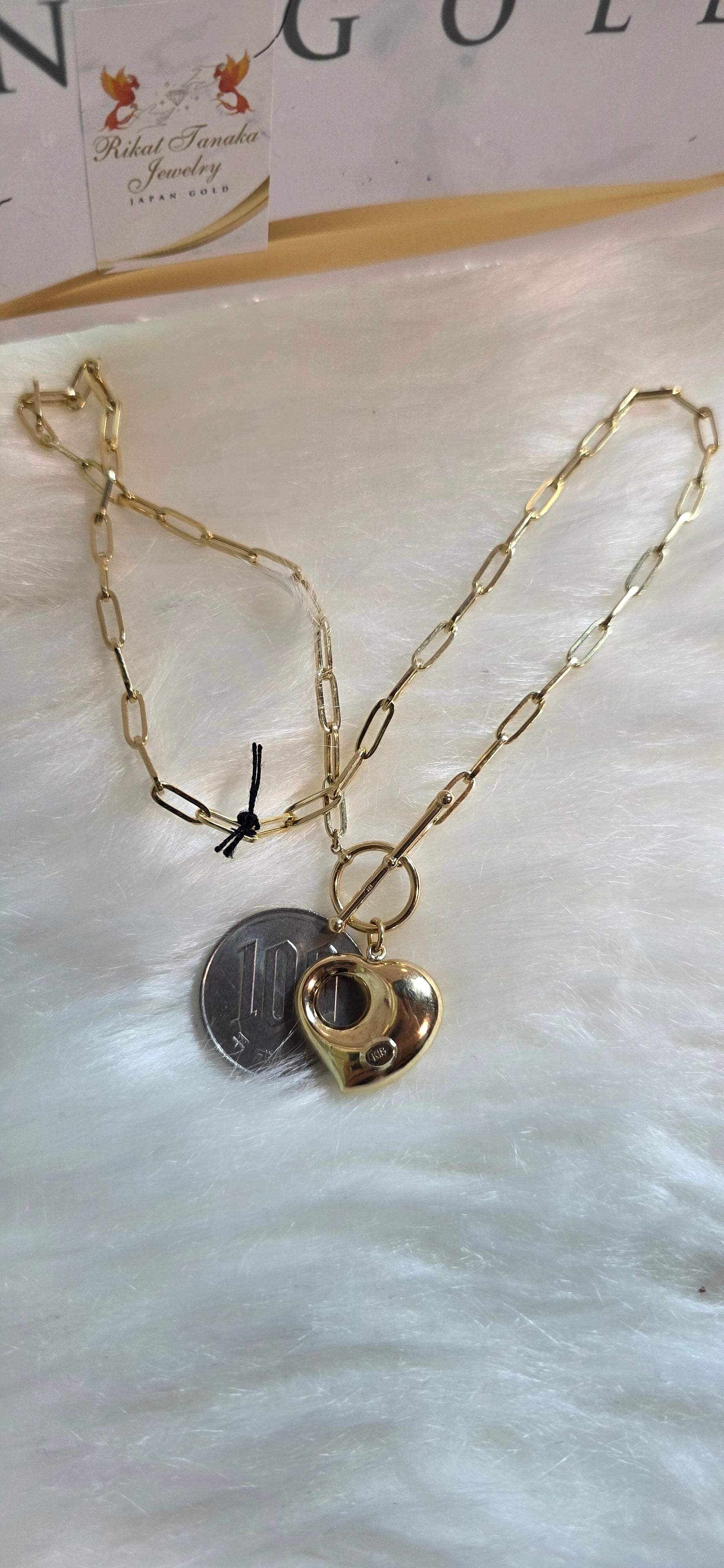 K18YG Brand New Monaca Heart tagle Necklace 6.45g 40cm