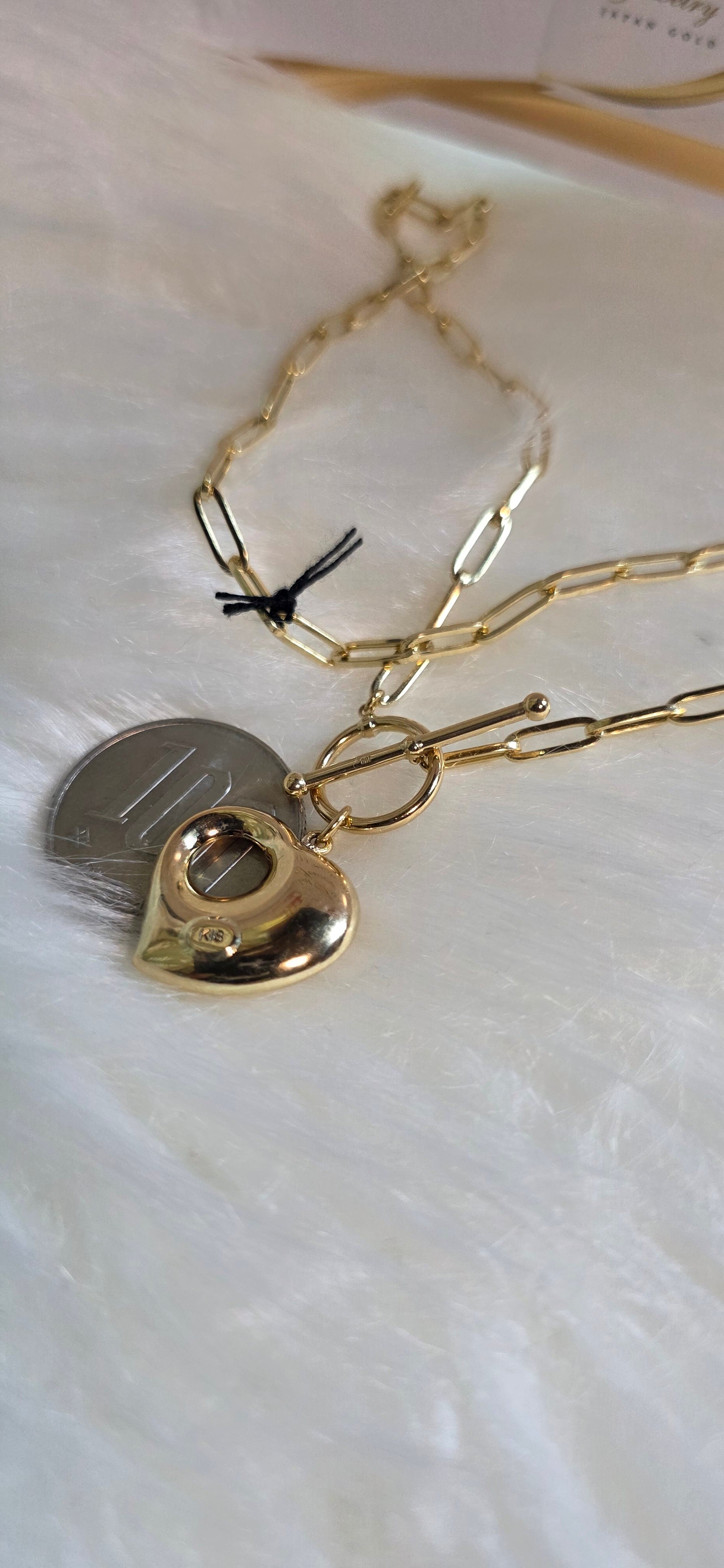 K18YG Brand New Monaca Heart tagle Necklace 6.45g 40cm